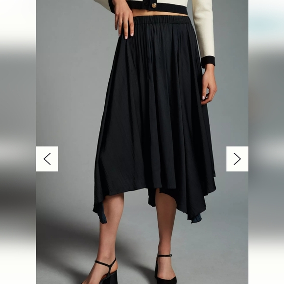 Anthropologie Sleek A-Line Skirt Medium Petite MP Black Pockets - Picture 1 of 8